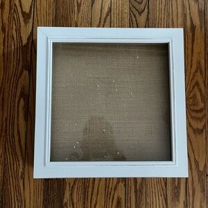 White Framed Burlap Display Case